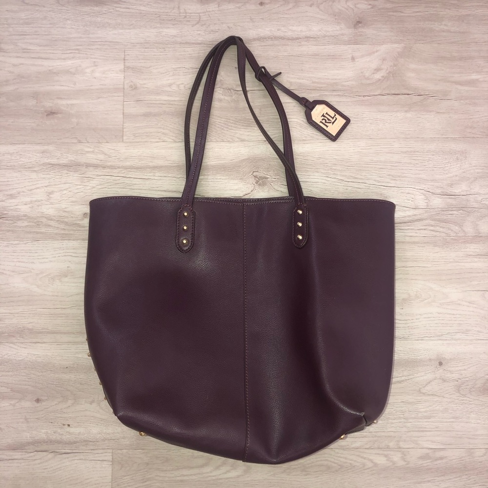 Ralph Lauren Leather Bag with Gold Studs